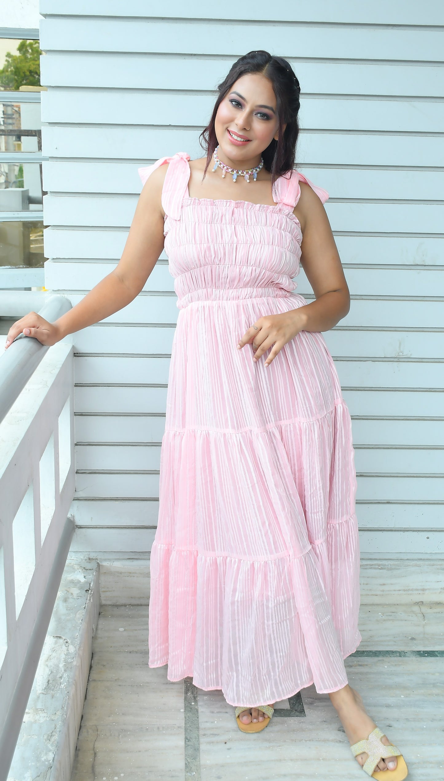 Women georgette Pink dress