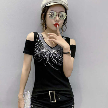Women neck dimond top black