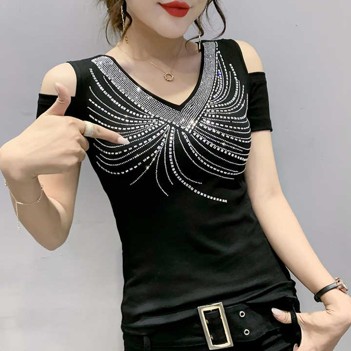 Women neck dimond top black