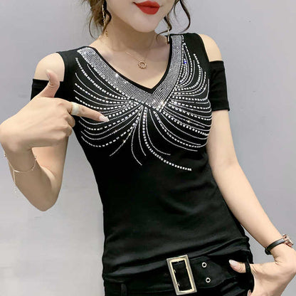 Women neck dimond top black