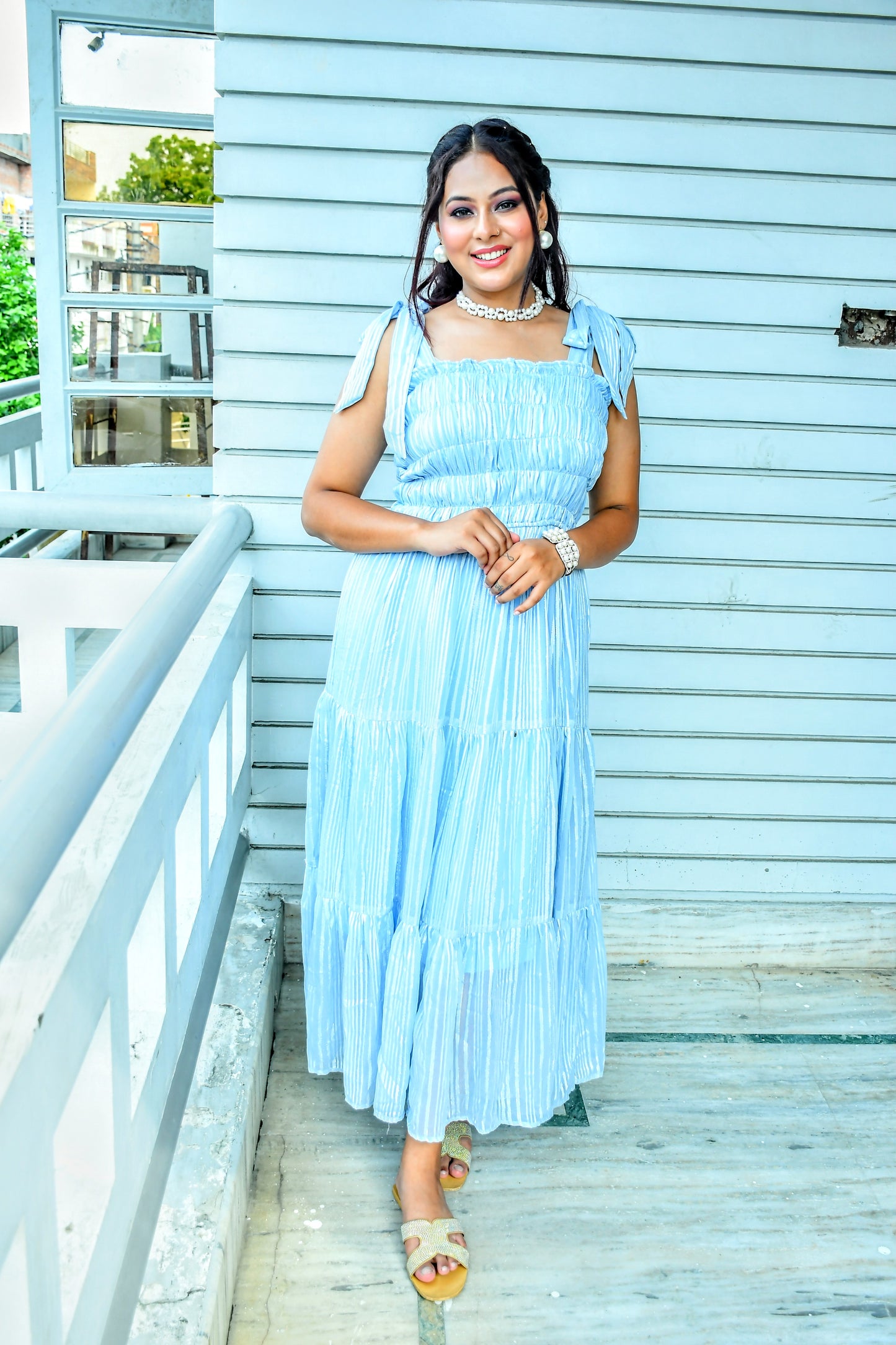 Women georgette sky dress