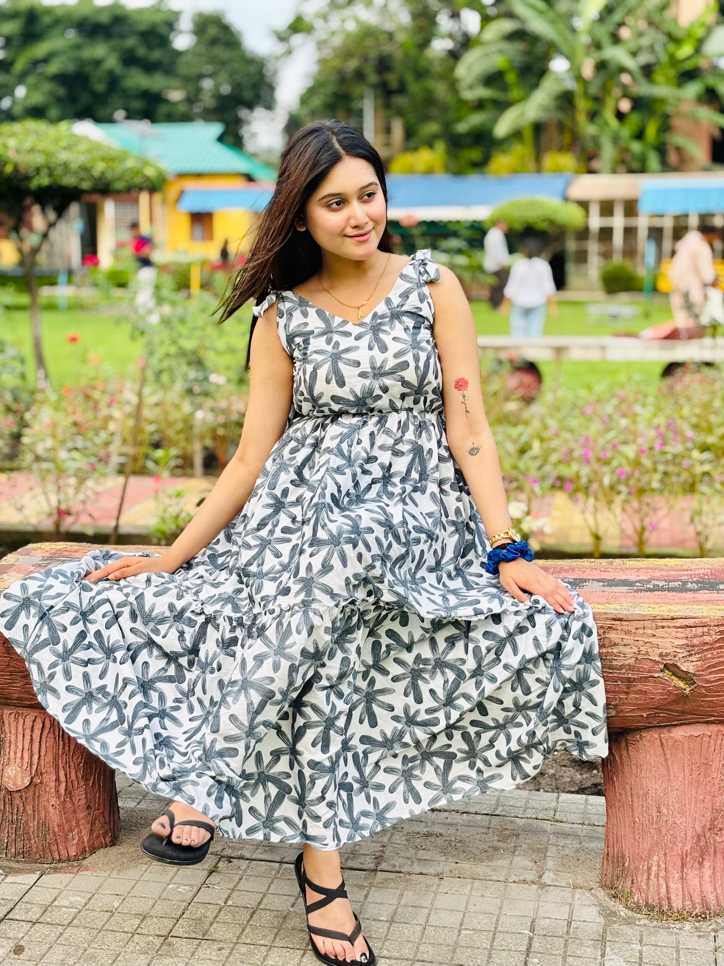 Women reyon printed dress