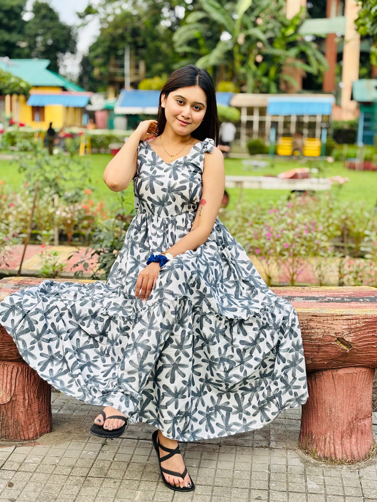 Women reyon printed dress