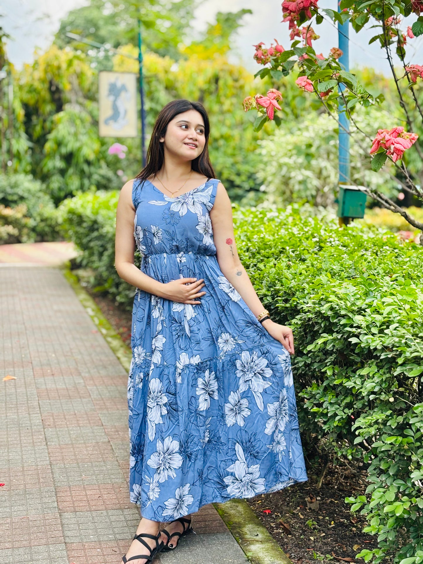 Women reyon printed dress