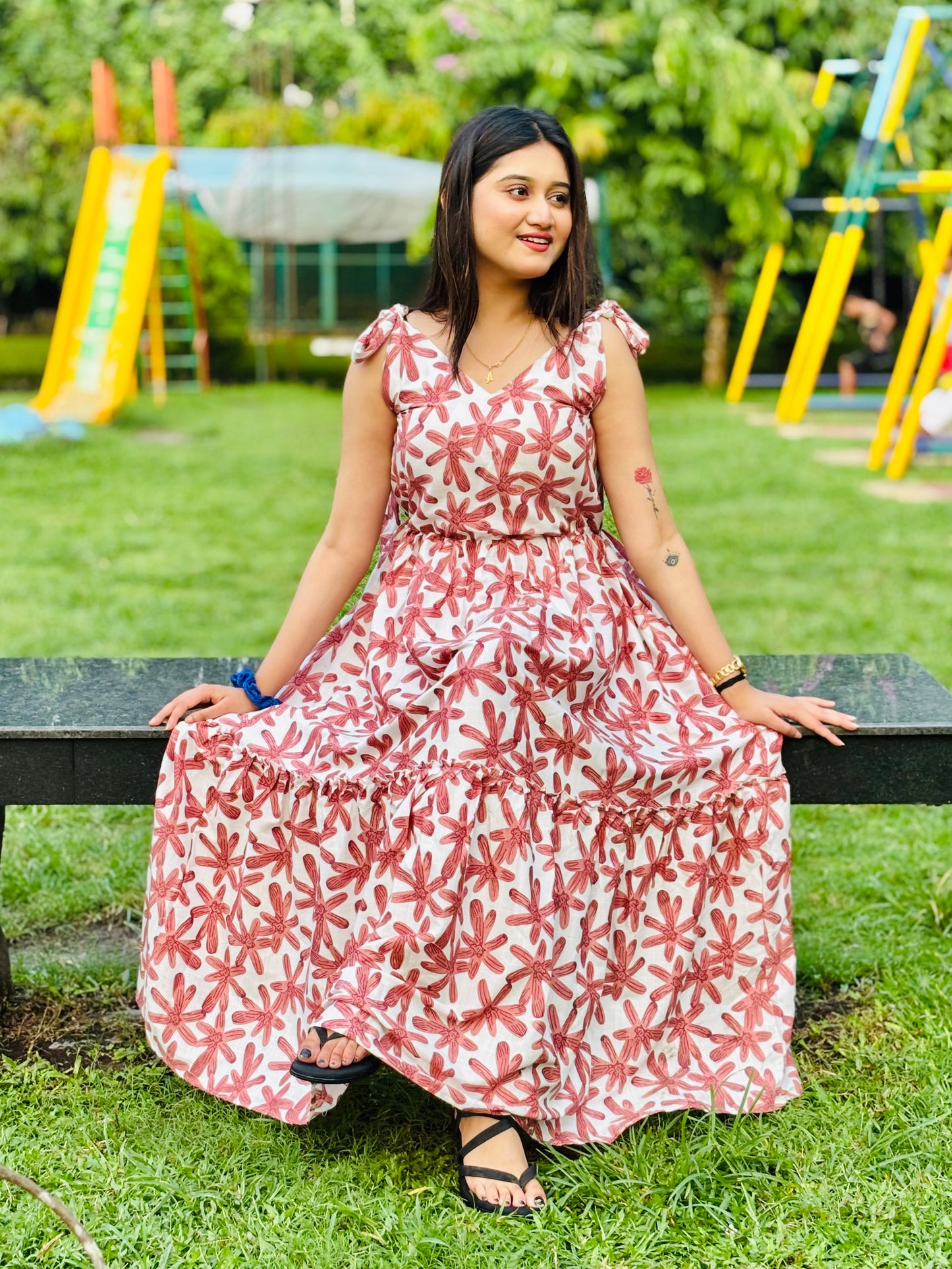 Women reyon printed dress